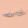 새로운 925 스털링 실버 깃털 스터드 귀걸이 로고 Pandora에 대한 오리지널 박스 CZ 다이아몬드 크리스탈 귀걸이 여성용 소녀