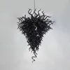Lampade Lampadari moderni neri Lampada a sospensione a forma di goccia Lampadario a forma di fiore in vetro soffiato a mano
