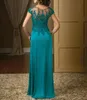 A-Line Evening Dresses V Neck Lace Appliques Chiffon Mother of the Bride Dresses Custom Mother Beads Godmother Gowns DH1119