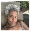 Moda Ludzki Srebrny Szary Kinky Kręglarski Klips Klips w Afro Kinky Kręcone Szary Kucyk Przedłużanie Włosów Szary Włosy Bułeczki 100g 120g