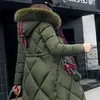 Moda-Kadınlar Kış Ceketler ve Mont 2019 Rahat Uzun Kollu Büyük Kürk Yaka Aşağı Ceket Kadın Gevşek Sıcak Kapüşonlu Parkas Artı Boyutu 2XL