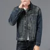 2020 Yeni Erkekler İnce Denim Ceket Vintage Stil İşlemeli Hint Ceket Uzun Kollu Casual Hip-hop Retro Jeans Coat Streetwear