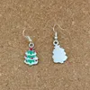 10pairs/Lot Green Minamel Christmas Tree Dangle أقراط الفضة السمكة الأذن - مجوهرات الثريا 42x15mm