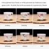 Handpainted Lotus Flower Design Tea Cups Set of 6 Chinese Porcelain Teacups Traditional Kung Fu Teaware Asian Housewarming Gifts