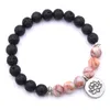 Naturstenspärlorarmband - 8 mm Naturlig ädelstenspärlplast elastisk dekompressionsyoga pärlor män eterisk olja Aromaterapi Ångest Lotus Pe