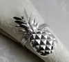 Titular de guardanapo de forma de abacaxi de anel de metal para decoração de casamento prata de ouro 24 pcs frete grátis
