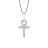 Hip hop gelado fora ankh cruz pingente colares 925 prata esterlina luxo designer masculino bling diamante pingentes rapper cha8808110