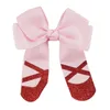 2Pcs/lot Boutique PInk Color Grosgrain Cheer Bow Handmade Hair Bows With Clip School Girls Dance Party Accessories1