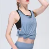 New Falso Gilet sportivo due Donna Hollow Fitness Indumento da running Abbigliamento sportivo traspirante Reggiseno puro Punto onda senza maniche