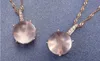 All'ingrosso-(senza catena) Collana con pendente in quarzo rosa con zirconi intarsiati in pietra naturale Regalo di gioielli ipoallergenici per le donne all'ingrosso