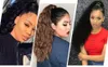 100 Human Kinky Straight curly Ponytail Long Afro Drawstring Hair Bun Extension With Two Combs Hairpiece natural black 1b