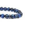 Neue Blau Cz Männer Perlen Armbänder Großhandel 10 teile/los Mit Natürlichen Blauen Tigerauge Und Matte Achat Stein Armband Für geschenk