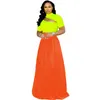 BKLD Fashion Neon Color High midja Chiffon kjolar för kvinnor 2019 Summer Bohemian Long PeTed Maxi kjol Green Orange Pink
