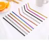 Stainless Steel Straws Reusable Straight Bent 8.5"/10.5" Metal Drinking Straw Cleaner Brush Party Bar Accessory MMA1886