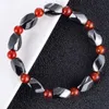 Röda pärlor Chakra Hematit Sten Sträcka Armband för män och kvinnor Anti-trötthet Magnetbehandling Bracelet Smycken
