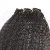 Extensions de cheveux humains brésiliens vierges crépus lisses de couleur naturelle VMAE avec clips pour femme noire 100g 120g 140g faible MOQ