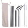 Metal Reusable Stainless Steel Straws Straight Bent Drinking Straw With Cleaning Brush Set Party Bar accessory JK2006XB