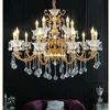 Free Shipping Bronze Antique Crystal Chandelier Lingting Luxurious Brass Crystal Lamp Lustre Suspension Home Decorative Lighting