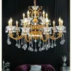 Frete grátis Bronze antigo candelabro de cristal Lingting luxo Latão cristal Lamp Luster Suspensão Início Iluminação decorativa