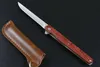 Top quality Flipper Folding Knife 440C Tanto/Drop Point Satin Blade Rosewood Handle Ball Bearing With Leather Sheath