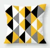 Varie de coussin coussin lombaire taie d'oreiller oreiller de voiture jaune motif géométrique peau de pêche fraîche taie d'oreiller en velours housse de coussin