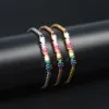 Newst Rainbow Cz Bar Chain Bracelet for Women Rainbow Princess Cut Adjustable Cz Stainless Steel Charm Bracelets Men's Gift