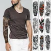 Grote arm mouw tattoo sketch leeuw tijger waterdichte tijdelijke tattoo sticker wilde fierce dieren mannen volledige vogel totem tattoo