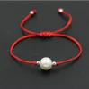 20pcs Lucky Silver Color Simulato-Pearl Balls lava beads 10mm Women Red Thread Corda String Bracciali per coppie Amanti Famiglia