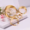 Set di gioielli di moda Nuziale Nigeria Dubai gioielli in filo di filo africano color oro Collana braccialetto orecchino anello polsino gioielli da sposa se306l