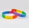 Gioielli unisex Gay Pride Bracciale arcobaleno in silicone Bracciale LGBT in gomma Bracciale orgoglio lesbico Braccialetti a righe per la festa