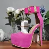 Rontic Handmade 여성 플랫폼 펌프 섹시한 Stiletto 하이힐 펌프 라운드 발가락 화려한 자홍색 파티 신발 여성 플러스 미국 크기 5-15