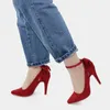 熱い販売の女性のハイヒールのパンプス女性の靴尖ったつららバックルストラップバタフライ夏のセクシーなパーティーシューズのウェディングシューズプラスサイズ