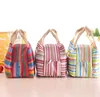 Striped Lunch Bag Protable Thermal Insulated Bento Lunch Pouch Tote Cooler Zipper Bags Outdoor Food Savers Storage Containers GGA3240-3