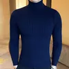 Neue Mode Herren Stricken Revers Pullover Langarm Rollkragen Kleidung Einfarbig Regelmäßige Pullover für Männer Winter Stehkragen mit M-3XL