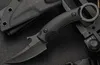 Outdoor Survival Straight Knife D2 Satin / Black Stone Wash Blade Black G10 Full Tang Handle With Kydex