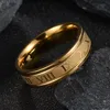 roestvrijstalen Romeinse cijferringband Gold Black Letter Number Men Women Rings Fashion Jewelry