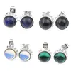 LuckyShine Europa Populaire Natuurlijke Crystal Round Onyx Rainbow Moon Stud Earrings 925 Sterling Silver Dames Oorbellen Gratis 4 Paar