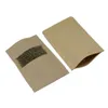 50 stuks 18x26 cm kraftpapier rits stand-up voedsel opslag helder plastic raam tas ambachtelijke papier herbruikbare dyypack koffieboon verpakking pouch