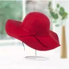 VINTAGE Womens Winter Cap Wide Brim Hat Imitation Wool Felt Bowler Fedora Hat Ladies Floppy Hats