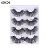 4pairs 25MM Preto 6D Thick longo Mink cabelo cílios postiços dramáticos Criss-cross Lash Eye Extensão Acessório Eye Makeup Tools