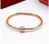 Korean full diamond ring bracelet round titanium steel screw letter Bracelet 18K Gold Bracelet