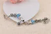 Blue Pink Flower Pan Dora Design Bracelets Beads Charms Jewelry for Women Girls Antique Vintage Silver Crystal Glass Fashion Star Bangle Hot