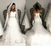 Oszałamiająca Sweetheart Koronki Suknie Ślubne Syrenki 2019 Sash Aplikacja Tulle Bez Rękawów Plus Size Country Train Bride Dress Suknia Bridal