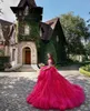 Tatlı 16 Quinceanera Elbiseler 2019 Yüksek Düşük Kabarık Tül Balo Örgün Abiye ile Cascading Ruffles Criss Cross Geri Geri