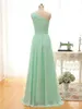 Mint Green Long Chiffon Bridemaid платье 2020 новое одно плечо дешевое линия плиссированные платья подружки невесты до 100