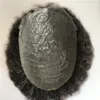 Graues Haar, volles PU-Toupet für Männer, #1B20, verworrene lockige Männer-Perücke, 20,3 x 25,4 cm, volles PU-Toupet, Afro-verworrene lockige Wellen-Männerperücke