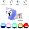 Smart RGBW Trådlös Bluetooth-högtalarlampa 220V 110V 12W LED-lampa Ljusmusikspelare Dimmable Audio Remote Controller Lights