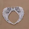 Legering Angel Wings Heart Charms Antique Silver Charms Hanger For Necklace Sieraden Maken Bevindingen 66x69mm