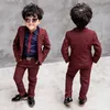 2019 Autumn Fashion Gentleman Kids Clothing Set pojkar Formell kostym Pojkar kostymer för bröllop Navy Blue Red Boy Blazers Suit Children Children