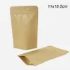 11x18 5cm Brown Kraft Paper Stand Up Package Bag 100 pçs / lote Zip Lock Pacote Mylar Doypack Zipper Zip Lock Alimentos Secos Lanche Packin309F